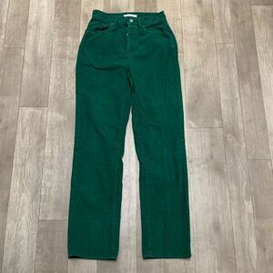 Womens PacSun Dad Corduroy Kelly Green Button Fly Front Rise‎ Retro Style Pants